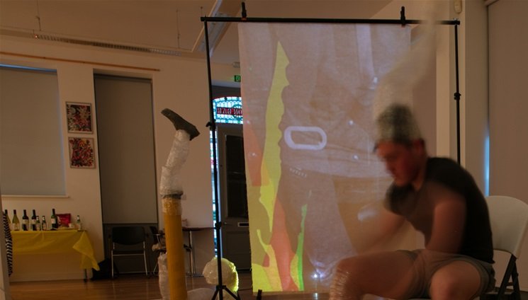 Caught on Tape, 2021. Live Performance, Brewery Tap UCA Project Space. Photo: Alex Davis 